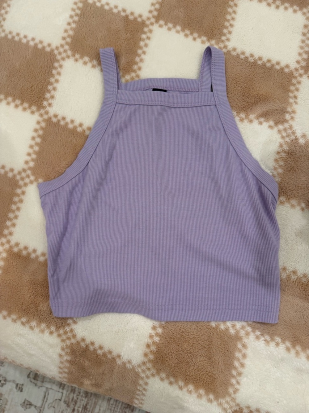 SHEIN Lavender Ribbed Square-Neck Crop Tank